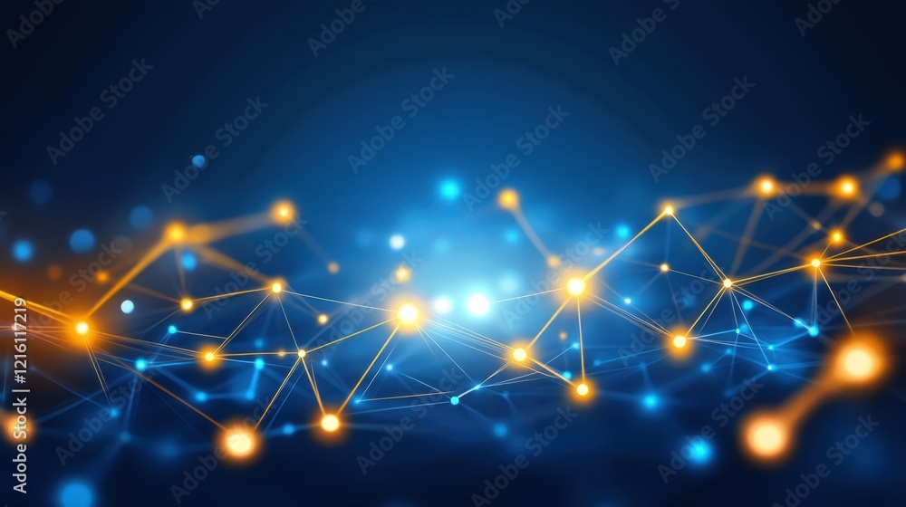 Aufkleber blockchain chain glowing in a dark digital space with dynamic light beams and futuristic visuals.