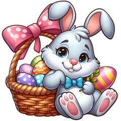 Funny Easter bunny. Cartoon mascot of Easter holiday. AI generated.