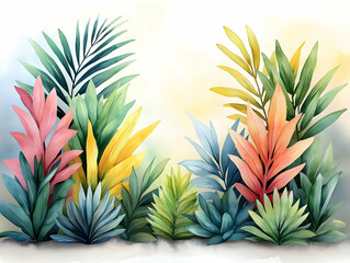 Vibrant tropical foliage, sunlit background, nature scene, ideal for summer designs