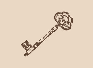 Illustration of an Key Antique Handdrawn