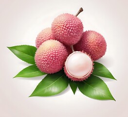 Pink lychee fruitS depicted in a vector illustration