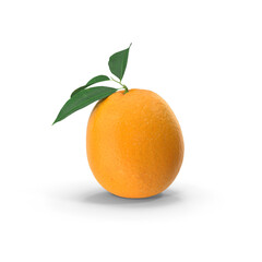 Fresh ripe Orange Mandarin Tangerine or clementine with green leaf isolated on a white background, A single ripe orange, Juice juicy fresh drink concept object for advertising elements 3D rendering