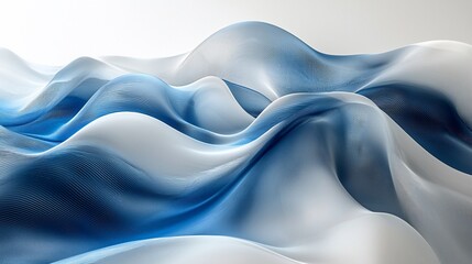Obraz premium Abstract Blue and White Waves: A Serene Digital Landscape