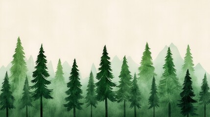 Obraz premium Painting of a tranquil forest landscape featuring a variety of trees and natural greenery
