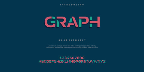 Fototapeta premium Graph modern abstract alphabet font. Minimal technology typography, Creative urban sport fashion futuristic font and with numbers. vector illustration