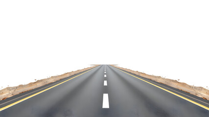 Fototapeta premium Empty road on white background. Generative AI