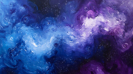 Fototapeta premium Galaxy-inspired texture with vivid cosmic swirls, starry patterns, deep blue and purple tones, mysti...