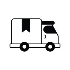 Delivery Truck glyph icon with white background vector stock illustration
