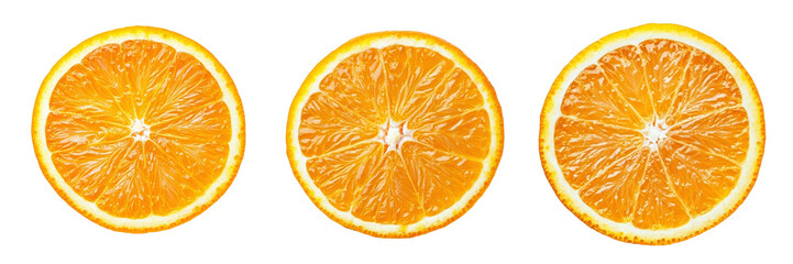 A Set of Vibrant Orange Slices Showcasing Fresh Pulp Texture Isolated on Transparent Background