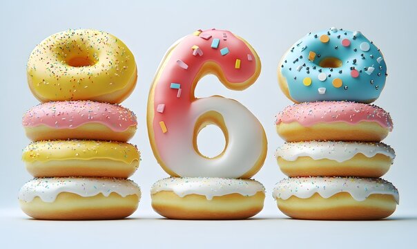 Donut Number Six Bakery Sweet Treat Festive Background