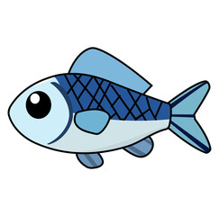 Cartoon Fish Bass Vector Illustration