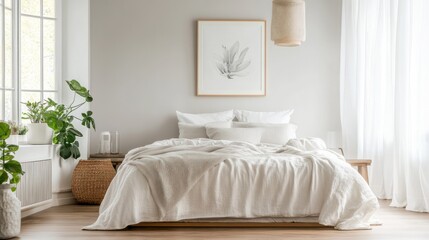 Serene Minimalist Bedroom Interior Design:  A Tranquil Haven of Calm and Natural Light