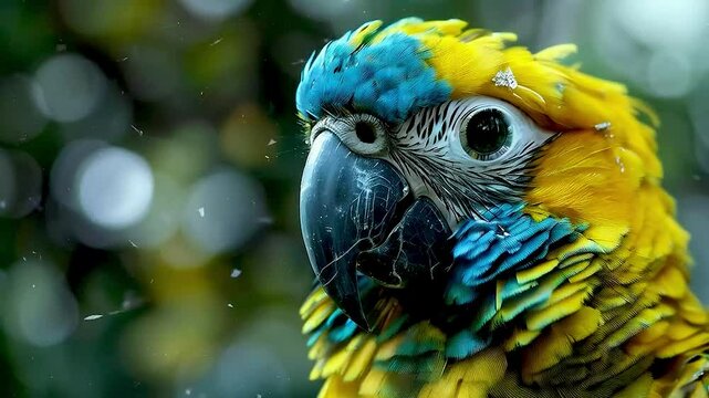 a blue and yellow macaw