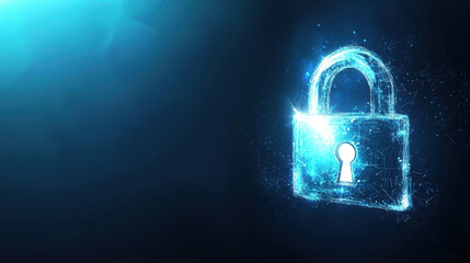 glowing lock icon symbolizes digital security and protection