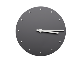 3d Simple Gray Round Wall Clock 3:15 Three Fifteen Quarter past 3, White Background, 3d illustration