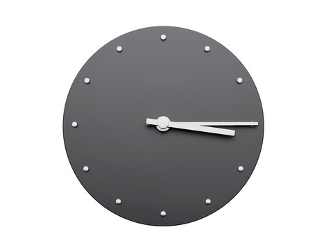 3d Simple Gray Round Wall Clock 3:15 Three Fifteen Quarter past 3, White Background, 3d illustration