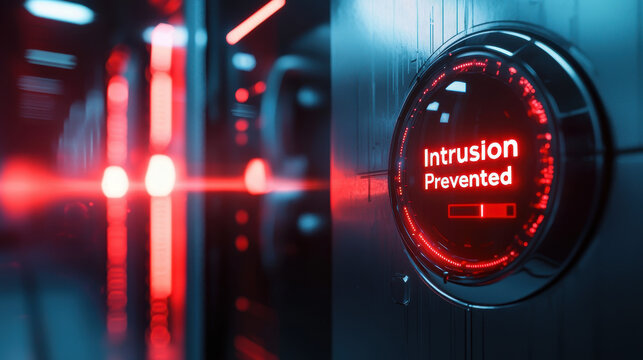 Glowing security alert indicating intrusion prevention in modern system