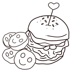 hand drawn illustration of a humburger