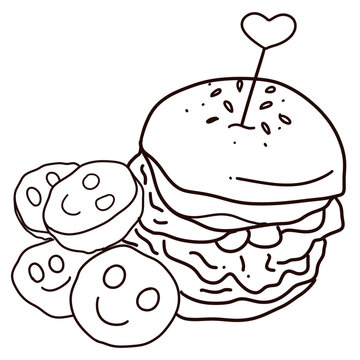 Naklejki hand drawn illustration of a humburger