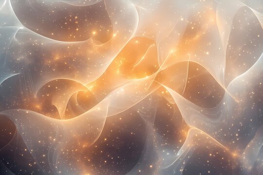 Abstract Cosmic Nebula Swirling Golden Lights