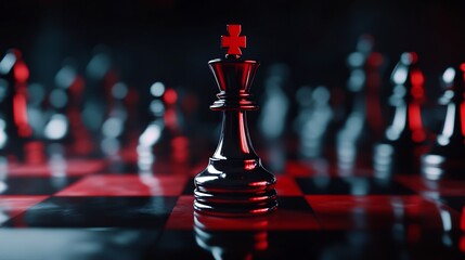 Naklejka premium Strategic Chess Game: King in the Spotlight
