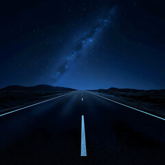 Fototapeta premium Night Road Starry Sky Illustration