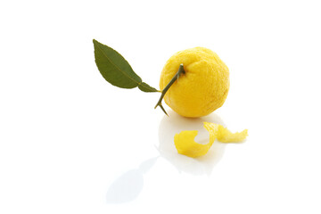 yellow yuzu fruit isolated on a white background