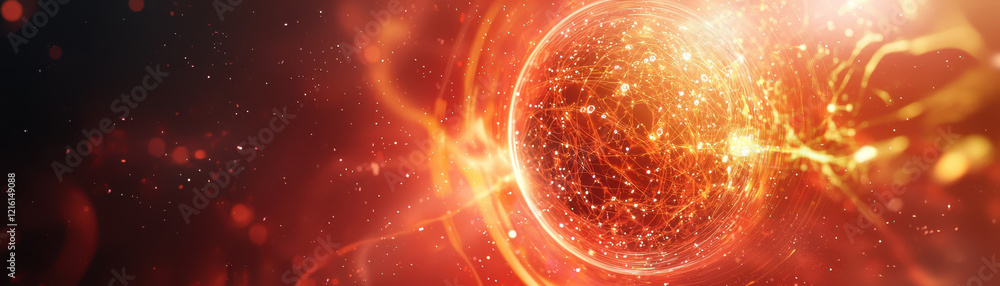 Wall mural glowing quantum computing core radiates vibrant energy and intricate patterns
