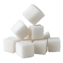 Stack of sugar cubes png isolated on transparent background
