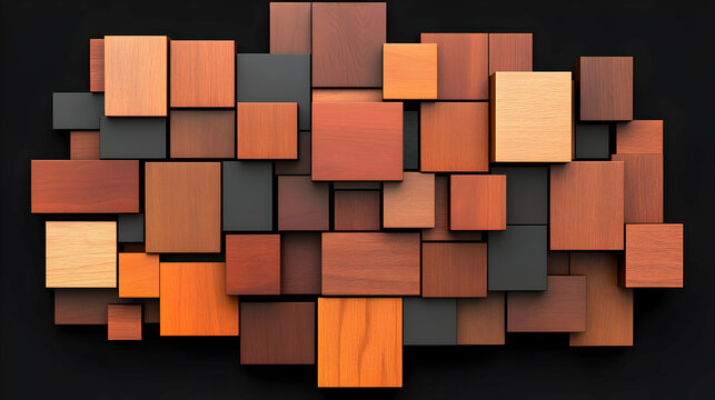 Abstract 3D Wooden Blocks Background