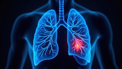 Human Lungs Showing A Pulmonary Tumor