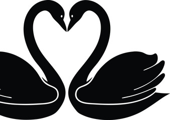 Two Black Swans Forming a Heart Love, Romance, Elegance, Grace, Symbolism, Unity, Pair, Birds, Natur