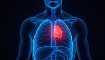 Human Anatomy Showing Heart In The Chest Cavity