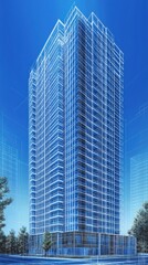Obraz premium Modern Glass Skyscraper Architectural Design Render