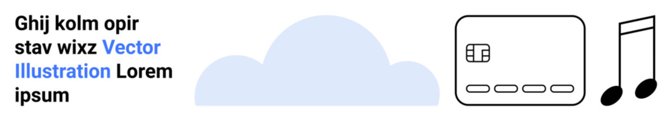 Cloud icon alongside a data management interface and music notes. Ideal for cloud storage, digital music, data synchronization, tech concepts, online services, app development, user interface