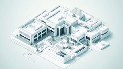 Architectural Model of a Modern Complex Building Design