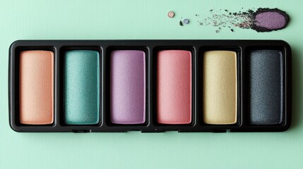 Colorful Eyeshadow Palette with Vibrant Shades on Soft Background