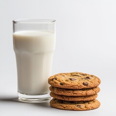 Glass of milk and chocolate chip cookies. (1)