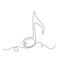Continuous one line art music note icon isolated vector illustration.