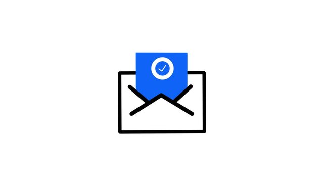 A blue checked note sits inside an open envelope.