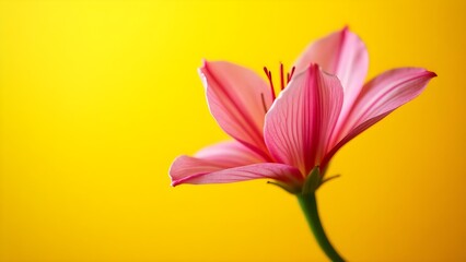 Fototapeta premium a neon pink flower against a bright yellow backdrop
