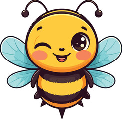 Obraz premium A bee with a yellow face and a blue background with a bee on it