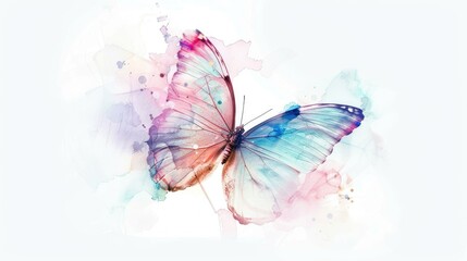 A colorful watercolor illustration of a butterfly with soft pastel hues.