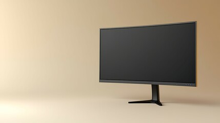 Sleek and Stylish LED Monitor Positioned on a Soft Gray Surface, Space Available for Text