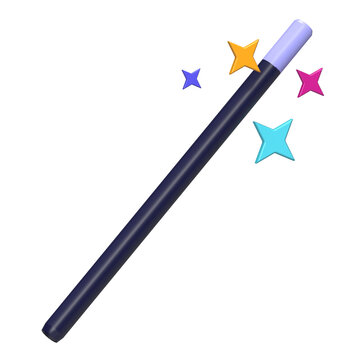 Magic Wand 3D Icon. 3D magic wand tool for selection in design and editing software.