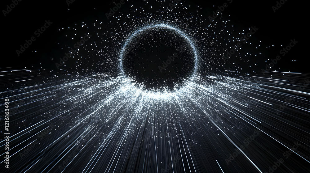 Aufkleber abstract background with light trails and particles radiating from a central void