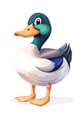 Obraz premium A flat style illustrated duck, isolate on white background, with simple shapes and vibrant colors. cutout png