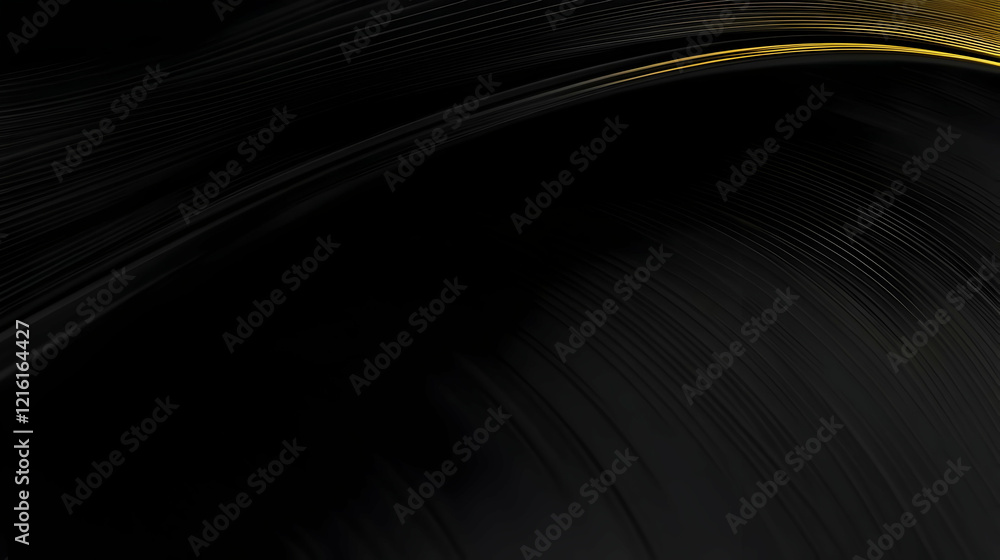 Poster abstract black and gold waves background design with smooth curves dynamically flowing