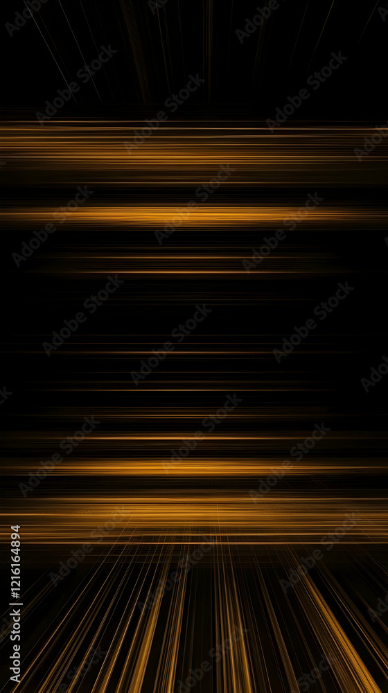 Poster abstract background with glowing orange horizontal lines on a dark canvas radiating softly.