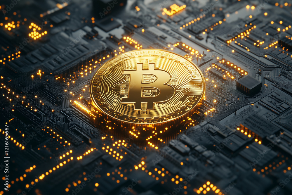Poster golden coin with the letter b on it is displayed on a black background. the coin is surrounded by a 